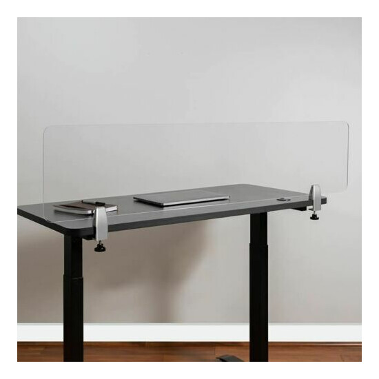 Clear Acrylic Desk Partition (Hardware Included) 55.125"W x 0.25"D x 12"H image {1}