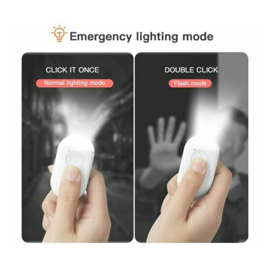 Set of 2 Personal Safety Alarm With Key Ring, LED light, USB Rechargeable.  image {4}