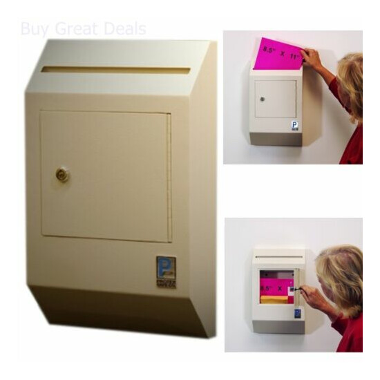 Protex Wall-Mount Locking Payment Drop Box Desk Cash Slot Safe Wall Mount Key image {1}