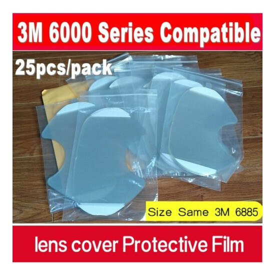 SJL 6885 protective film Same 3M 6885 LENS COVER for 6800 Respirator 25pack image {1}