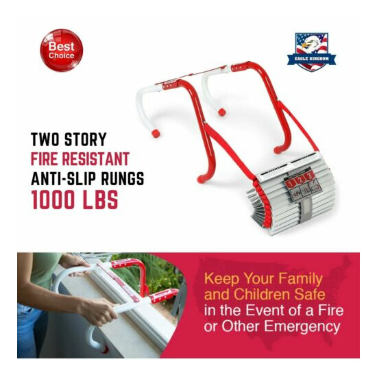 Portable Emergency Fire Escape Ladder Rope Metal Fire Resistant 2 Story Safety image {1}