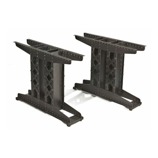 Set of Two Heavy Duty Riveted Railroad Trestle Table Legs image {1}