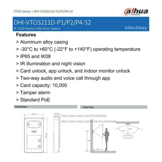 Dahua Doorbell VTH5221DW-S2 IP Villa wifi Monitor VTO3211D-P2-S2 Video Intercom image {4}