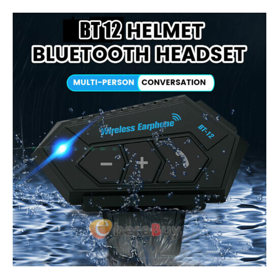 Rechargeable Wireless Motorcycle Helmet Headset BT12 Handfree Speaker Microphone image {2}