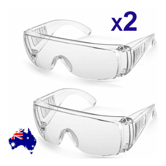 2X Clear Anti Safety Goggles Glasses Eye Protection Work Lab Dust Clear Lens Thumb {1}