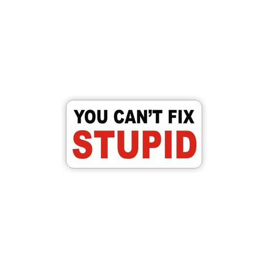 You Cant Fix Stupid Funny Hard Hat Sticker \ Decal Label \ Laborer Foreman USA image {1}