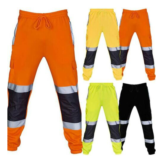 Hi Viz Vis Men Windproof Trouser High Visibility Safety Reflective Work Pants image {3}