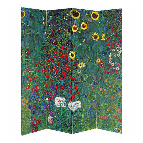 6 ft. Tall Double Sided Works of Klimt Room Divider - Tannenwald/Farm Garden image {3}