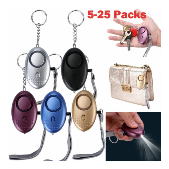 5-25 Packs Personal Alarm 140DB Emergency Self-Defense With Safety Flashlight US image {1}