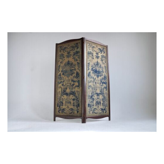 Antique 2 Panel Folding Screen Hardwood Room Divider * Chinese Victorian Qing image {1}