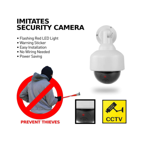 Dummy Security Camera CCTV With Flashing LED Light Dome Outdoor/Indoor image {3}