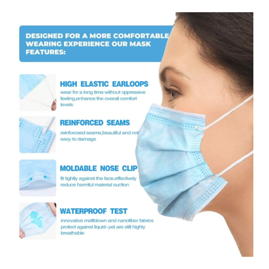 100 Pcs Blue Color Face Mask Mouth & Nose Protector Respirator Masks with Filter image {2}