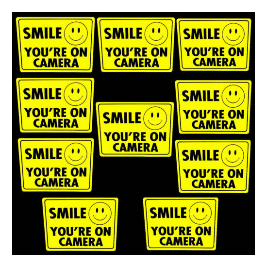 10 WATERPROOF STORE SMILE SECURITY SURVEILLANCE CCD CAMERAS WARNING STICKERS LOT image {1}
