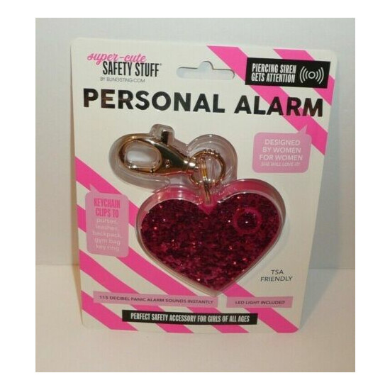Super-Cute Personal Alarm by Blingsting Pink Heart Keychain Clip Valentine's Day image {1}