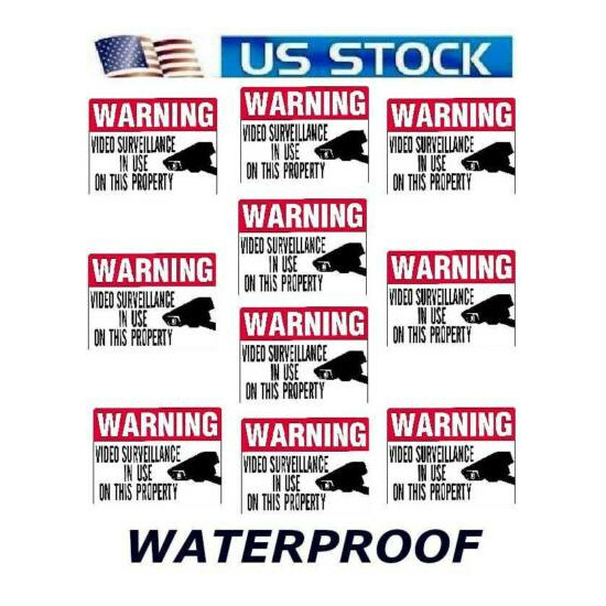 RED WINDOW STICKERS FOR HOME SECURITY SYSTEM CAMERAS BURGLAR ALARM WARNING SIGNS image {1}