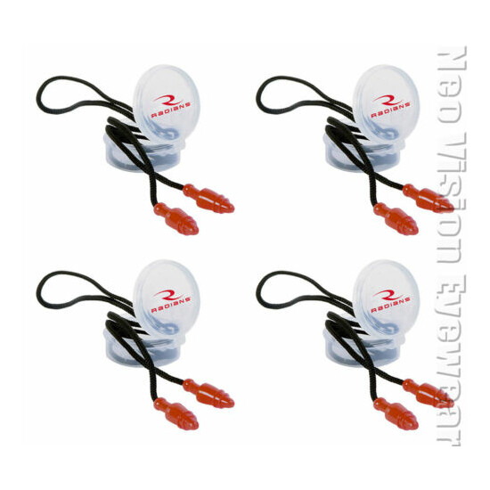 4 Pack Radians RED Jelli Snug Ear Plugs Hearing Protection Corded NRR28 image {1}