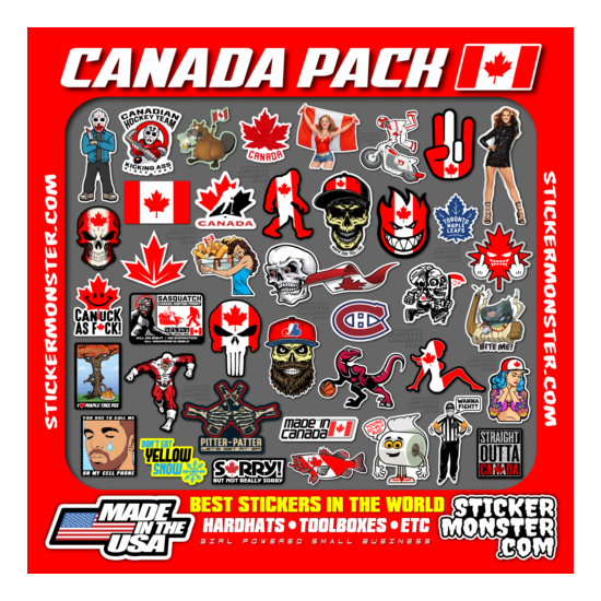 CANADA PACK Hard Hat Stickers (40) HardHat Sticker & Decals, Canadian, Canuck image {1}