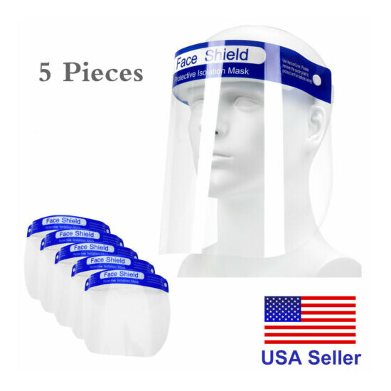 5 Safety Full Face Shield Reusable Protection Cover Face Eye Helmet image {1}