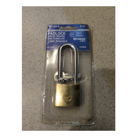 Olympus Lock Solid Brass Pin Tumbler Long Shackle Padlock BP125LS 30mm 1 1/4" image {1}