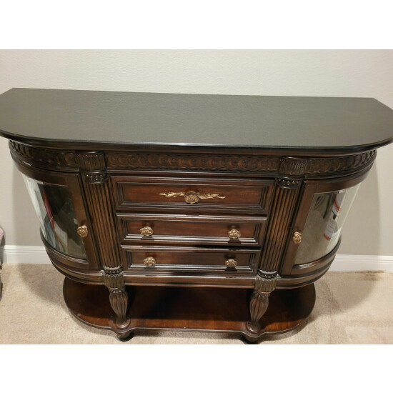 American Signature Dining Room Server Buffet Wood Glass Sideboard Excellent Cond image {2}