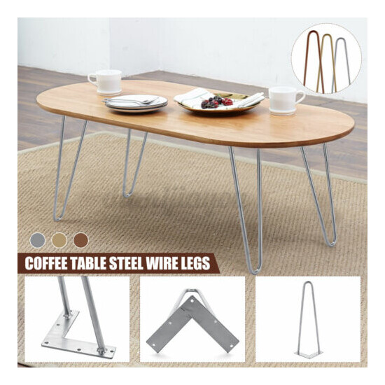 16'' Set of 4 Hairpin Metal Coffee Table Legs with Screws and Floor Protec image {1}