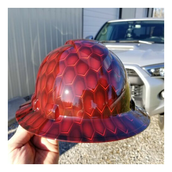 NEW FULL BRIM Hard Hat custom hydro dipped in 3D RED HEX CARBON DEEP 3D EFFECTS image {6}