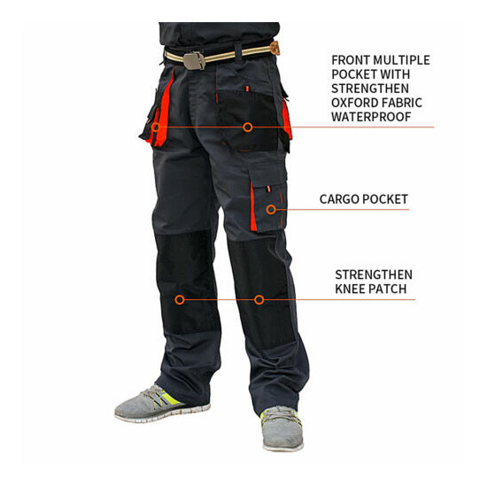 UK Mens Work Trousers Heavy Duty Pants KneePad Cargo Combat Style Multi Pockets. image {1}