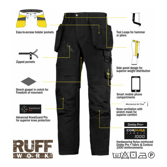 Snickers Trousers 6203 Ruffwork Holster Pocket Trousers Mens Black SnickerDirect image {2}