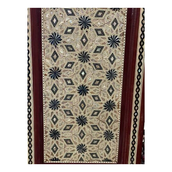  Wood Room Divider Screen Inlaid Mother of Pearl with Hand Work Arabesque  image {4}
