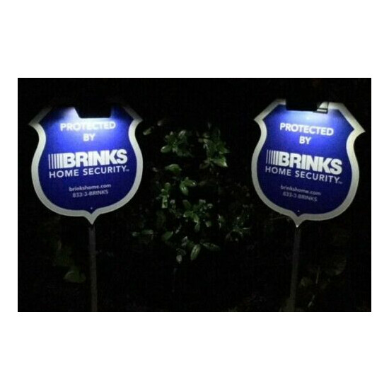  NEW - 2- Reflective Brinks Yard Signs + 6 2-sided Decals + 2 Solar Lights image {3}