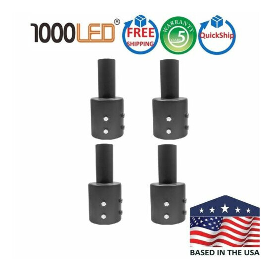 1000LED 4 Pack Round Tenon Adapter for 4" OD Round Pole Top Steel Tenon Reducer  Thumb {1}