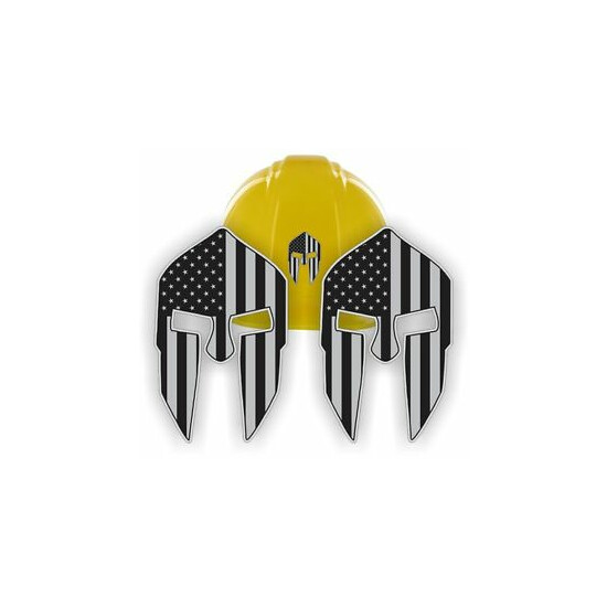 American Flag SPARTAN HELMET Hard Hat Stickers > Black Ops Motorcycle Decals USA image {1}