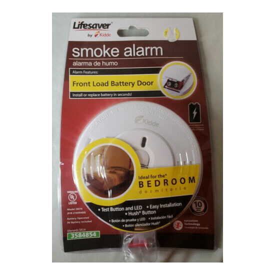 LIFESAVER BY KIDDE SMOKE ALARM FOR BEDROOM W FRONT LOAD BATTERY DOOR I9070 - NEW image {1}