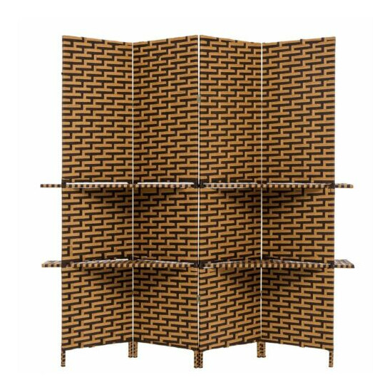 THY COLLECTIBLES Freestanding Woven Bamboo 4 Panels Hinged Privacy Panel... image {4}