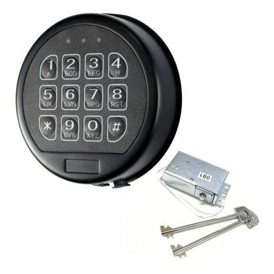 Gun Safe Lock Replacement with 2 Override Keys Black Keypad Safe Electronic Lock image {1}