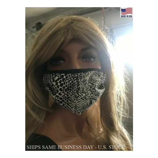 Face Mask - Snake Skin Print Reusable Filter Pocket Mask with (1) PM2.5 Filter image {1}