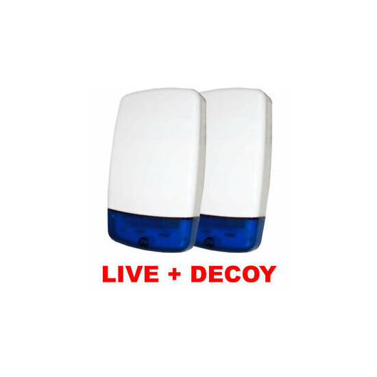 Intruder Burglar Alarm Live Bell Box External Sounder Siren & Decoy Dummy Box image {1}