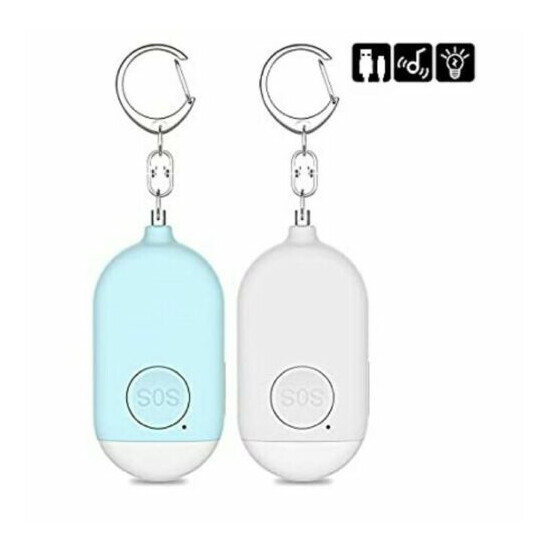 Set of 2 Personal Safety Alarm With Key Ring, LED light, USB Rechargeable.  image {1}