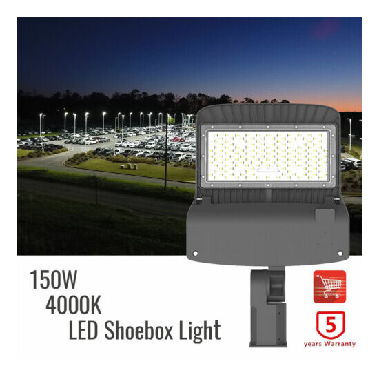 4000K Outdoor LED Shoebox Area Light 150W Parking Lot Pole Lighting Fixture IP65 image {1}