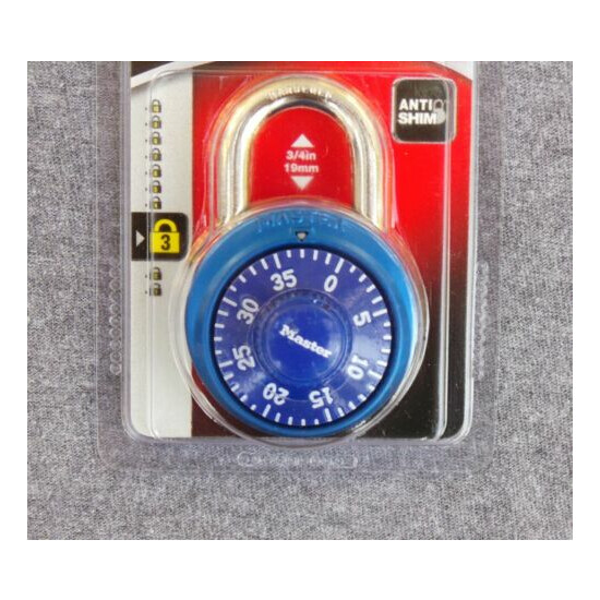 Master Lock 1-7/8" Blue Dial Combination Padlock Anti Shim Lock 1528D image {3}