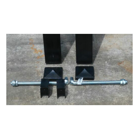Single Swing Driveway Gate Post Package, 4" x 4" x 94"L Steel Post, Hardware image {2}
