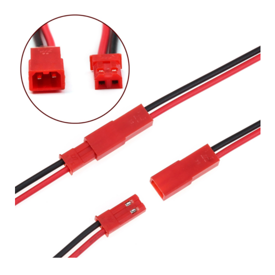 2 Pairs of Premium JST BEC LED 2Pin Connector Jack 30cm Cable Lipo Battery 20AWG RC image {2}
