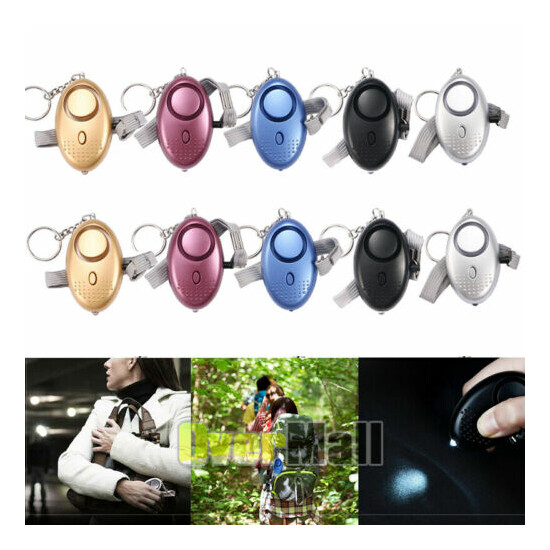 10Emergency Sound Personal Alarm Keychain 140dB Safe Self-Defense with LED Light image {1}