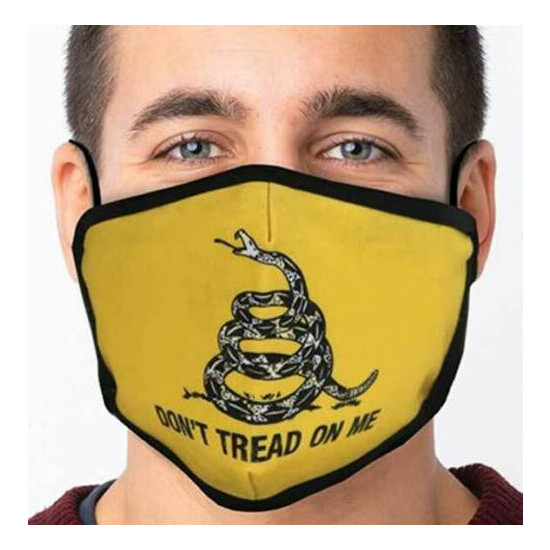 Don't Tread On Me Snake Gold Patriotic America Army USA Reusable Face Mask JBGDT image {1}