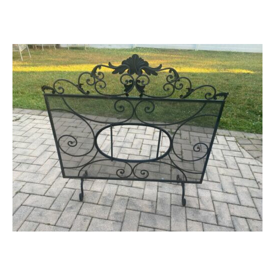 Antique Wrought Iron Fireplace Screen image {1}