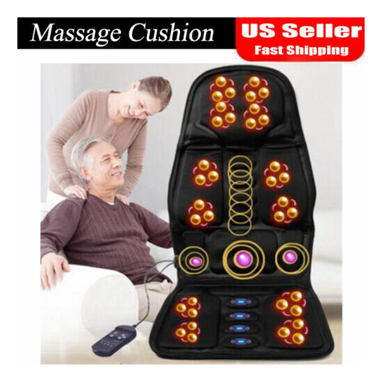 Car Seat Cushion Back Massager Heated Remote Control Massage Chair Home Van image {1}
