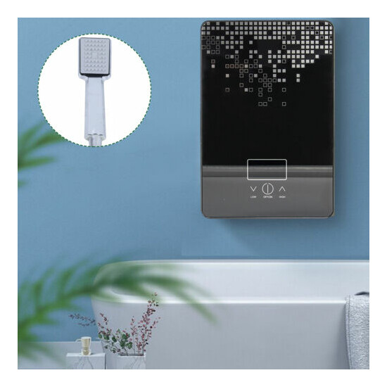 6500W Hanging Electric Instant Hot Water Heater, For Bathroom, W/ Shower Nozzle image {7}