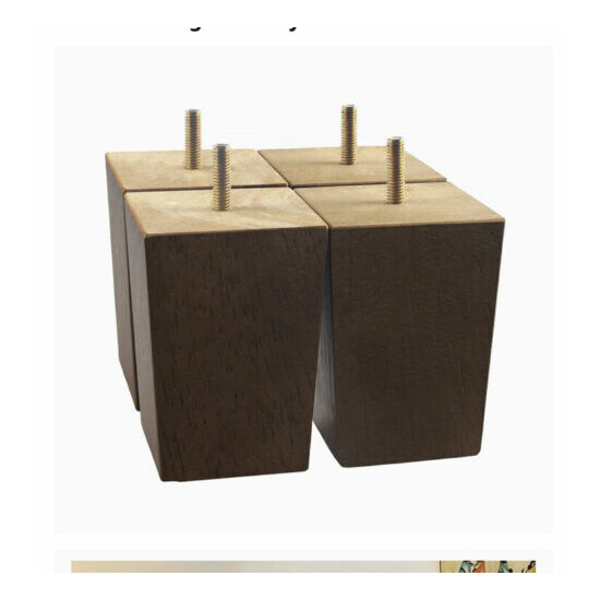 VIVIJASON 4 inch Wood Furniture Legs, Square Tapered Sofa Legs Pre-Drilled M8 Ha image {1}