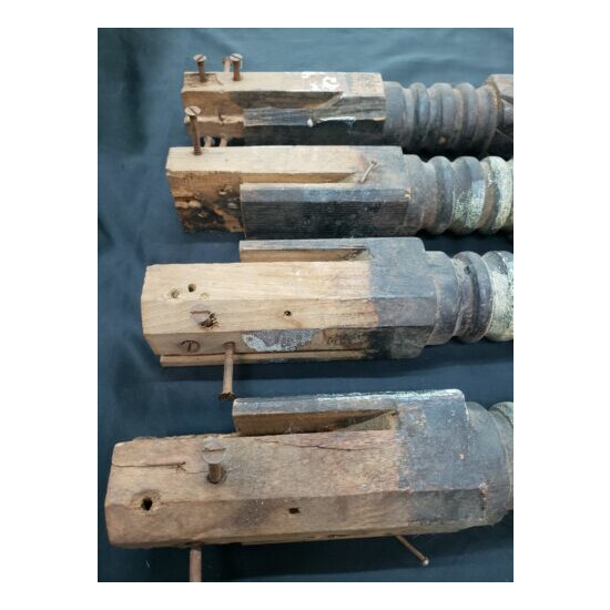 Set of 4 Wooden Spiral Twist Oak Table Legs image {4}