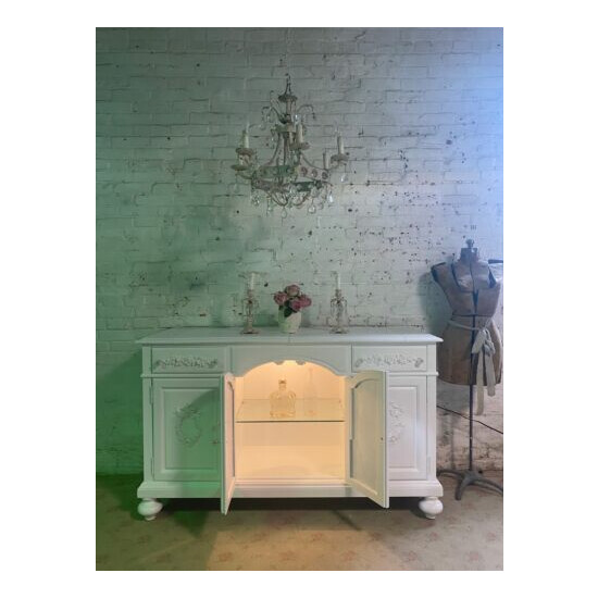 Painted Cottage Chic Shabby Romantic French Buffet / Server image {1}